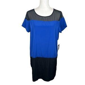 Express Blue & Black Color Block Short Sleeve Midi Dress Size Small New with tag